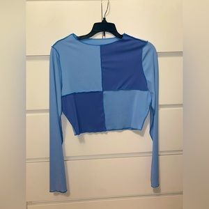 NWOT Shein Color Block Blue Crop Top